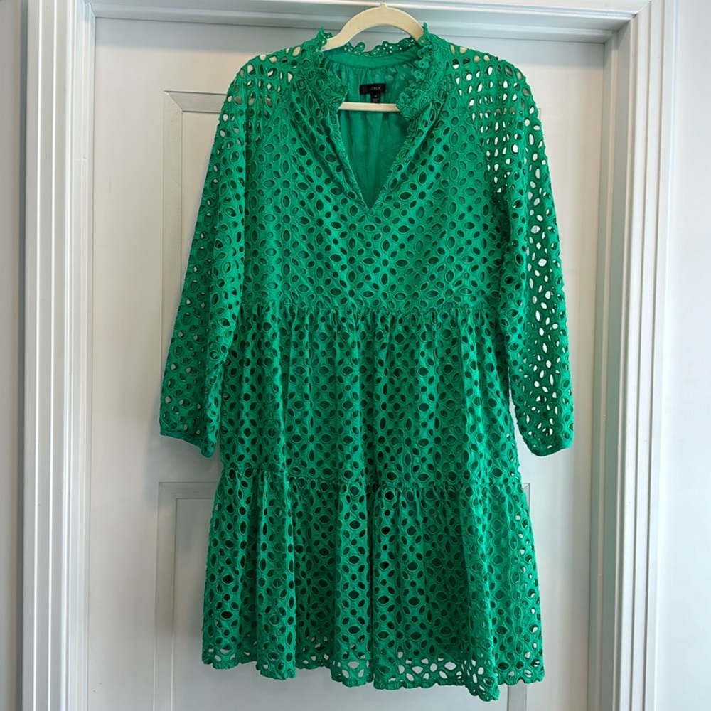 J. Crew green eyelet dress